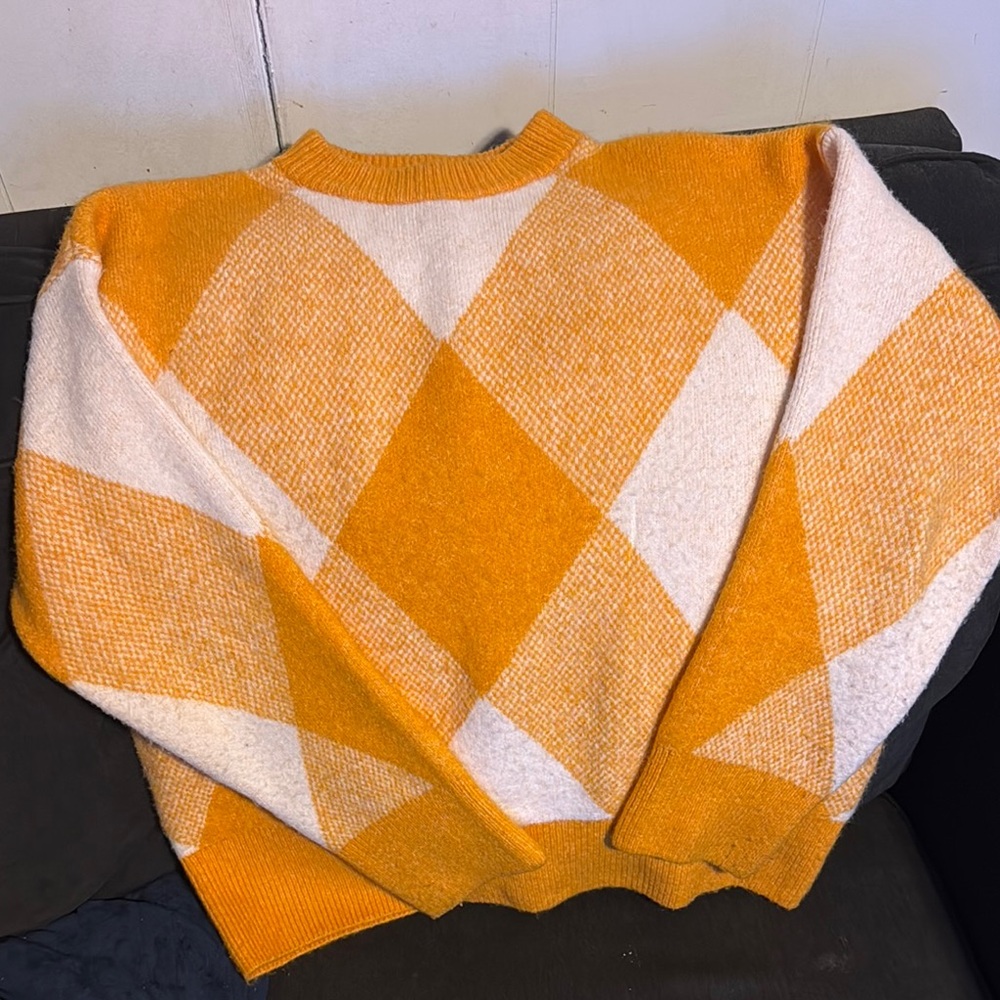 Orange and White Argyle Sweater